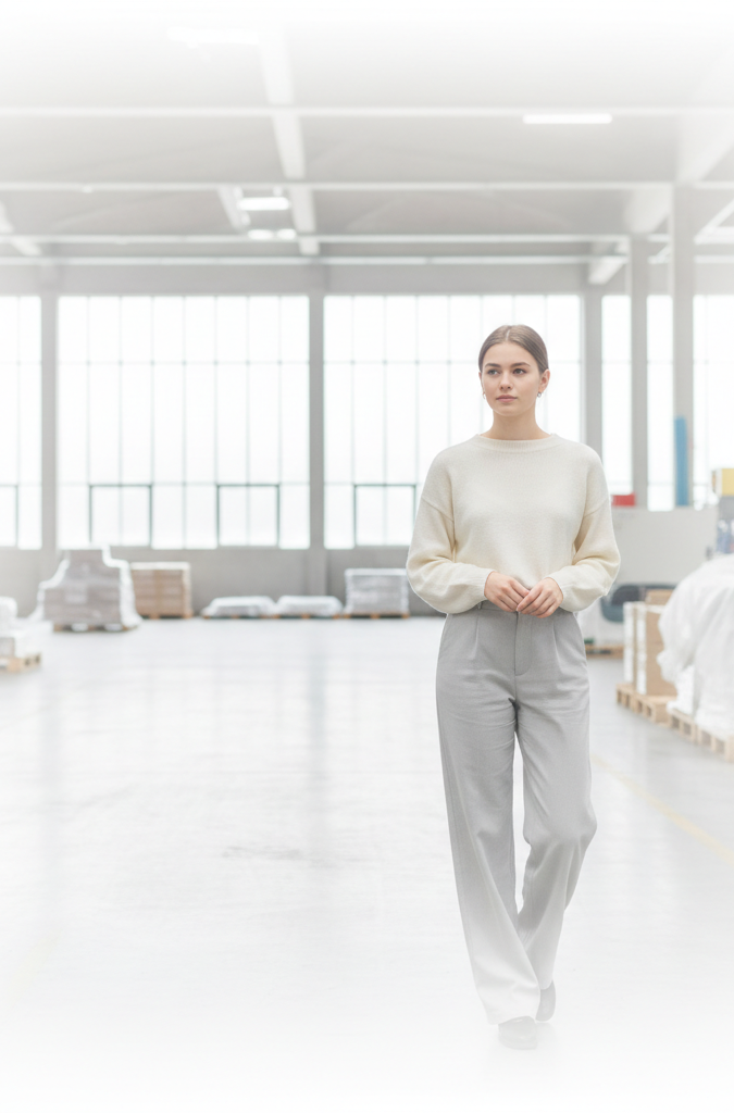 Light faded background image of young person in warehouse setting with white overlay, optimised for text placement on Youth Start website hero section about youth employment opportunities