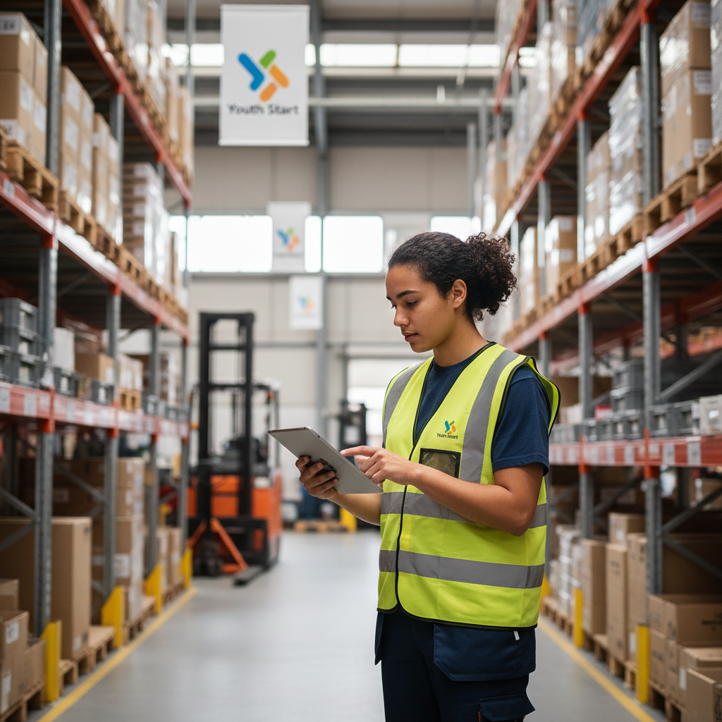 Young stock controller checking inventory and conducting stock counts with tablet